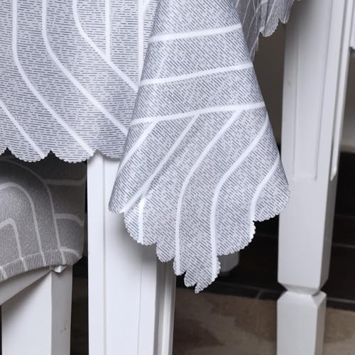 Image of Styleys Dining Table Cover Waterproof with for Kitchen Dining Table Cloth Dust and Oil Repellent (140x220, 1 Table Cover Only, Complex Grey, CTSD3113)