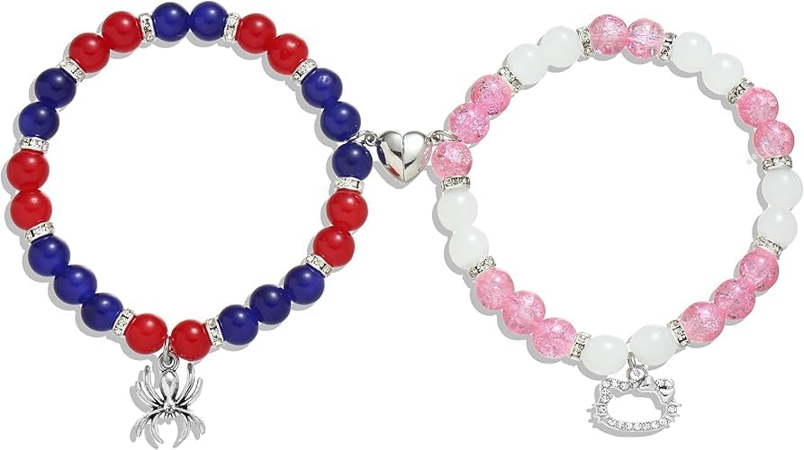Spiderman Matching Bracelets for Couples Opal Beads Couple BFF Best Friend Bracelet Magnetic Heart Matching Bracelet For Women;Girls ;Boys;Men Gift (Spider Kitty Matching Bracelets for Best Gift) (B0DBF7M882) Amazon Price History, Amazon Price Tracker