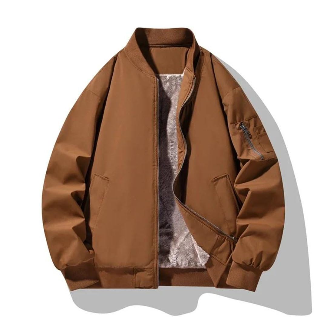 Uomo Pile Cotone Abbigliamento Inverno Tinta Unita Semplice Allentato All'aperto Viaggi Baseball Collare Cappotto Uomo Retro Giacca