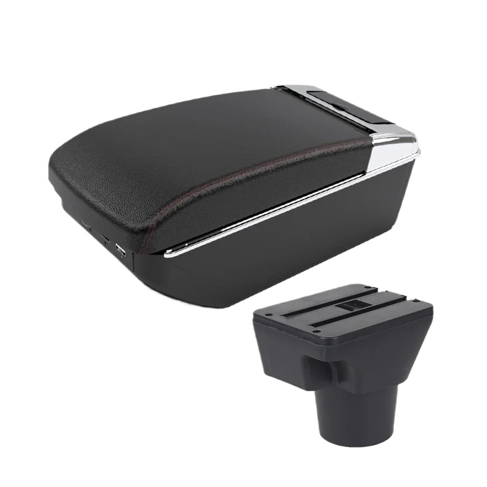 Umdjju A1 Black Red 7 Usb For Kia For Rio2 Armrest Multi-Functional Storage Box Upgrade For Car Center Console Automotive Interior Accessory Usb Car Centre Console Armrest Box(A1 Black Red 7 Usb)