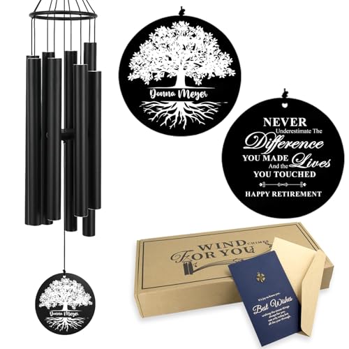 Image of Personalized Retirement Wind Chimes for Outside, 36 inch Happy Retirement Gift for Women, Men, Coworker, Colleague, Boss, Teacher, Nurse, Friend, Going Away Garden Patio Decor