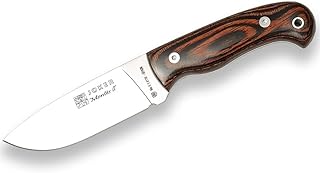 Joker Cuchillo de caza Montés II CR58 con mango Stamina, hoja de 11 cm, con funda de cuero color marrón, Herramienta de pesca, caza, camping y senderismo