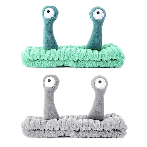 GWAWG - GWAWG 2 PCS Bandeau Cheveux Femme Maquillage Snail Makeup Headband pour le Soin de la Peau Lavage Du Visage Spa Beauté pour les Femmes Filles Vert et Gris