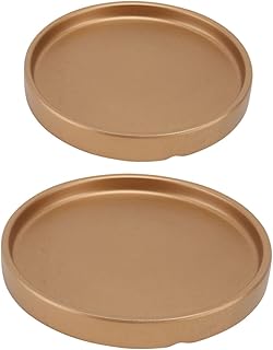 Cabilock 2 Pcs Ceramic Flower Pot Holder Round Tray Ceramic Serving Tray Potting Tray Round Planter Plant Pot Water Trays Flowerpot Water Trays Base Plate Flowerpot Bottom Trays Golden