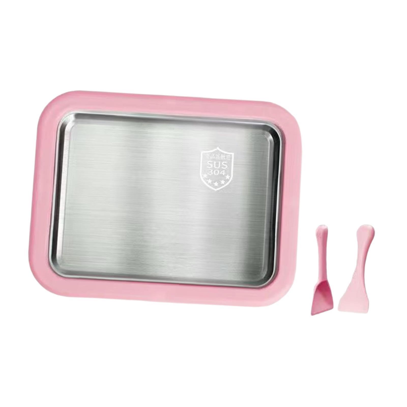 Bothyi Rolled Ice Cream Maker Ice Cream Roll Maker Homemade Tray Yogurt with 2 Spatulas Household Gelato Icecream Instant Cold Plate, Pink