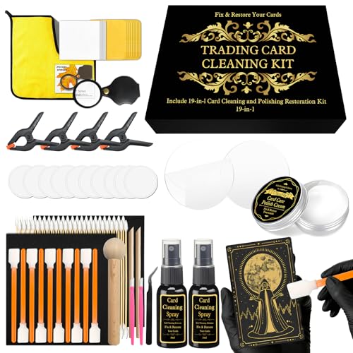 COARVXA 272 Pcs Card Care Clean Kit Trading Card Cleaning Kit with Fixing Jig and EVA Shaping Foam Suitable for PSA Rated Baseball Football Basketball Sports Cards Card Care (Black)