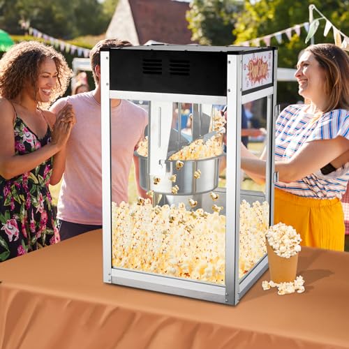 Image of ROVSUN Commercial Popcorn Machine Movie Theater Style with 16 Ounce Kettle, Countertop Popcorn Maker Machine w /Stainless Steel Scoop, Oil Spoon & 3 Popcorn Cups, ETL Certified (Black)