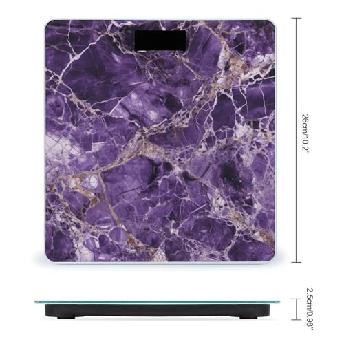 Báscula Digital Slim de Vidrio Templado Morado Mármol miniatura 2