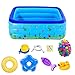 ZEIYUQI Piscine Facile Water Park per I Bambini Esterno Smontabile Portatile Piscina Rettangolare PVC Piscina di Acqua per I Bambini,Blu,110 * 90 * 46CM