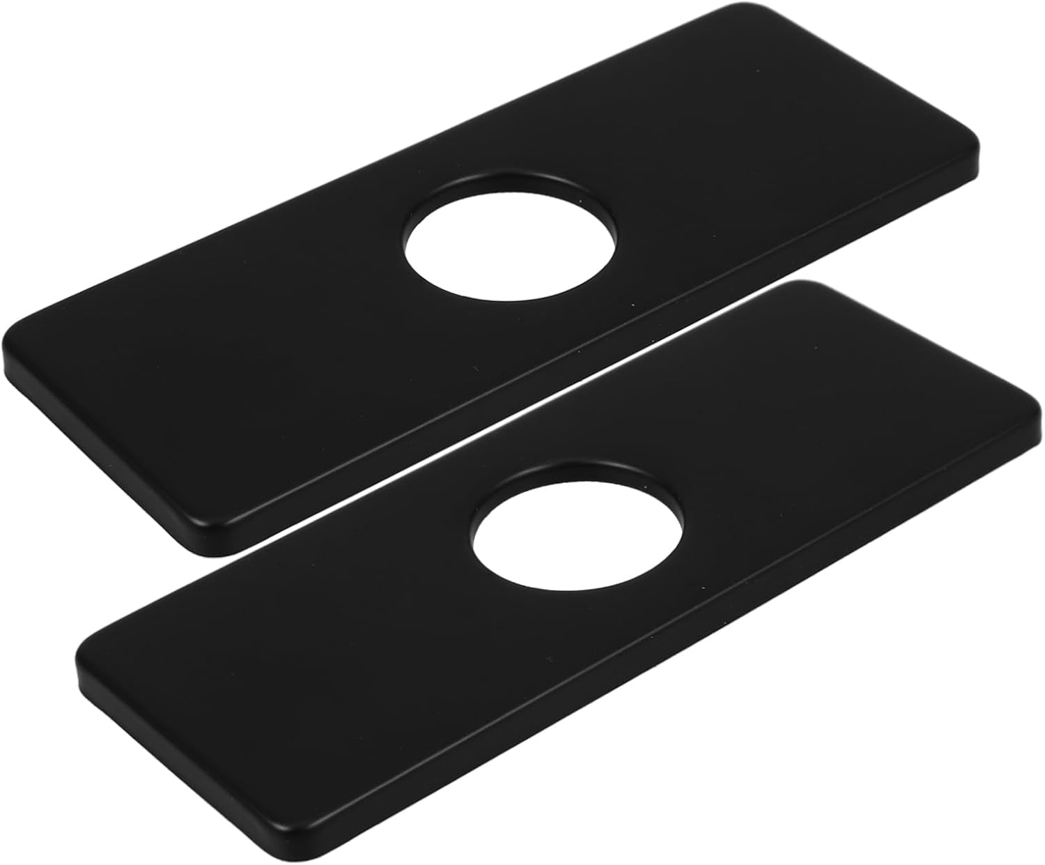 2Pcs Stainless Steel Faucet Covers Rectangle Escutcheons Plate for Kitchen Bathroom Sink Stylish Black Deck Plate for Elegant Basin Decor Easy Installation Versatile Use