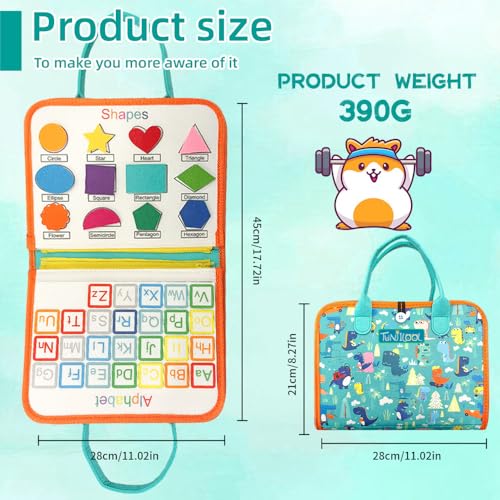 Image of TUNJILOOL Montessori Busy Board - 8-in-1 Sensory Activity Book with Detachable Pages, Travel-Friendly Learning Toy for Fine Motor Skills & Preschool Education