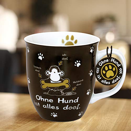 Sheepworld 45704 - Taza (porcelana, 400 mililitros), color negro - Imagen 4