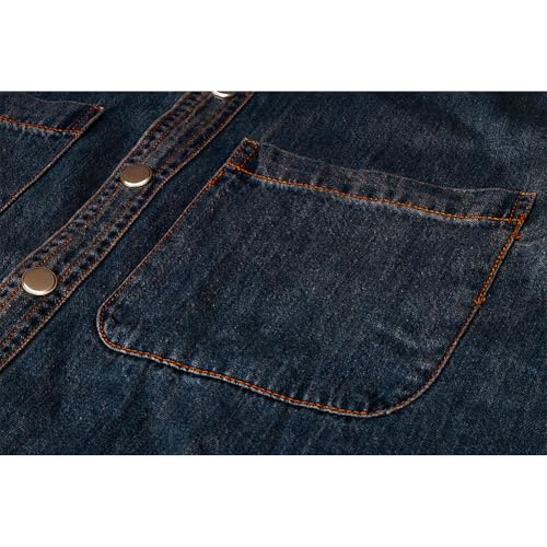 Men's Long Sleeve Slim-Fit Snap Denim Work Shirt4