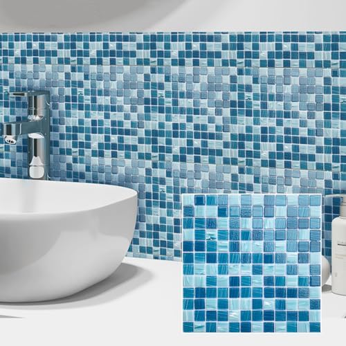 LSDECO 5 Sheets Glass Mosaic Tiles Backsplash, Pool Tiles, 12" x 12