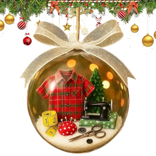 Mihauuke Palla Di Natale Con Globo Di Neve | Decorazione Natale Creazioni Cucito Palla di Neve Trasparente,Decorazione Stagionale Natalizia per Casa Balcone Sartoria Ufficio Giardino