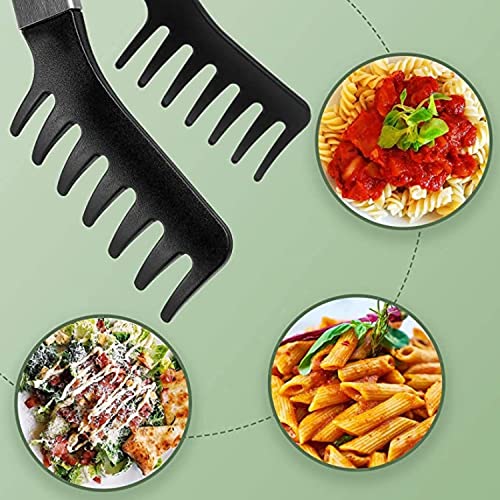 Image of YANCI Kitchen Tongs Set of 3, Multipurpose Heat Resistance Cooking Tongs with Resting Gadget, Heavy Duty Stainless Steel with Robust Silicone Tips & Locking Clips for Cooking BBQ Baking (Black)