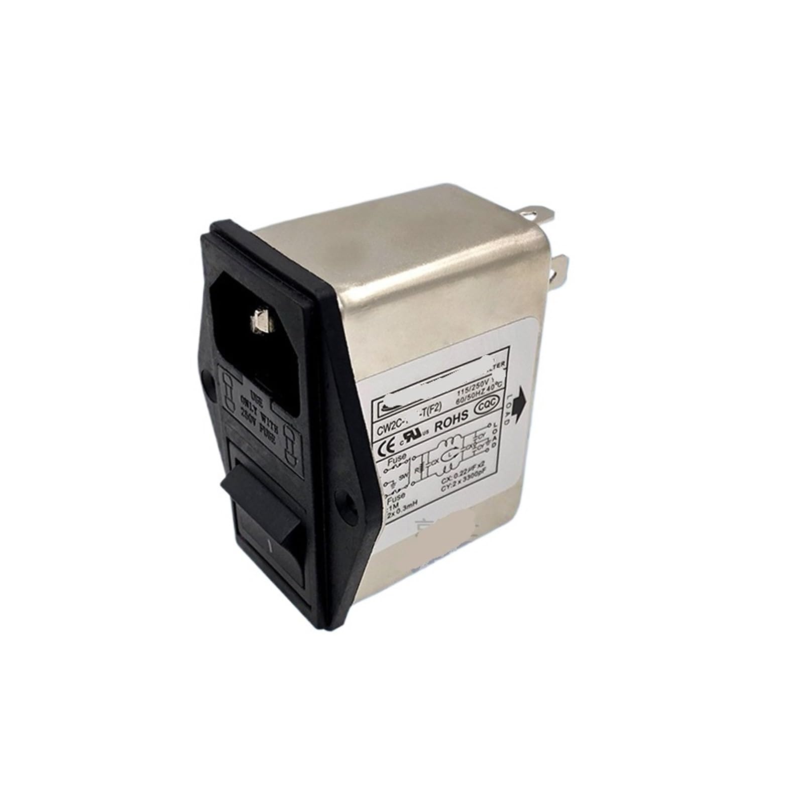 0P7BR328B CW2C-6A/3A/10A-T Double Insurance Left and Right Installation Power Filter Switch Socket Single Phase 220V AC T Interference(CW2C-3A-T F2)