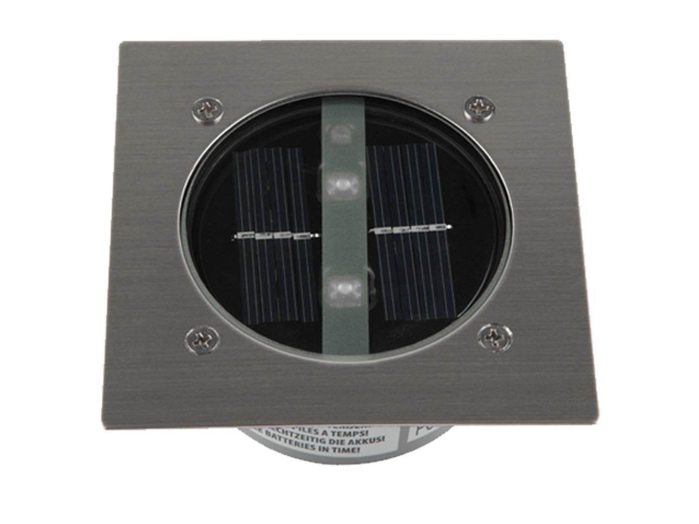 Set da 8 Faretti a LED solari da incasso a terra rettangolari “Carlo”, Acciaio Inox, Vetro, IP44; 5000.198