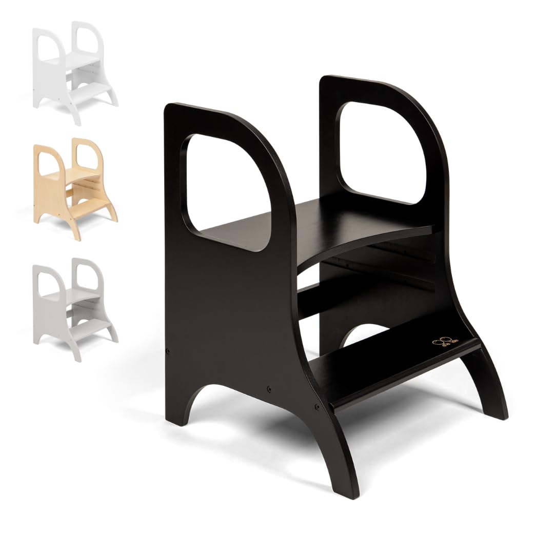 Ette Tete MIIMO • Adjustable Height Toodler Step Stool • Potty training toilet stool (Black)