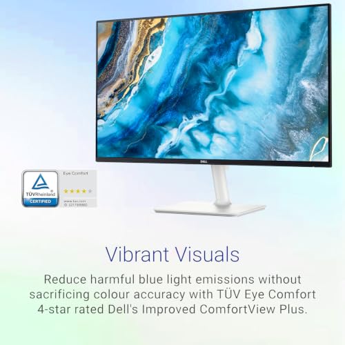Image of Dell S27 inch QHD Monitor, 100Hz, IPS Panel, 4ms, 99% sRGB, 1500:1 Contrast Ratio, VESA, Low Blue Light, 2 x HDMI, 1x DisplayPort, 2x5W Speaker, Ultra-Thin bezels, Height /Tilt /Swivel /Pivot, White