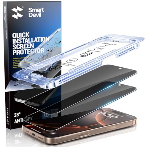 SMARTDEVIL 2PACK Privacy Screen Protector for iPhone 16 Pro Max Shatterproof Tempered Glass [True 28°Anti Spy] [9H Hardness] [Auto Dust-Elimination Install], [Bubble Free] iPhone 16 Pro Max(