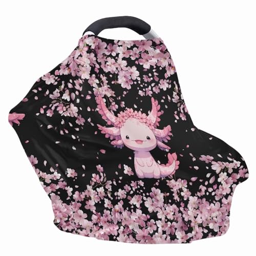 Image of Cherry Blossom Car Carseat Canopy for Puppy's Lover Multifunctional Daily Baby Nursing Cover Axolotl Breastfeeding Cover Privacy Protector