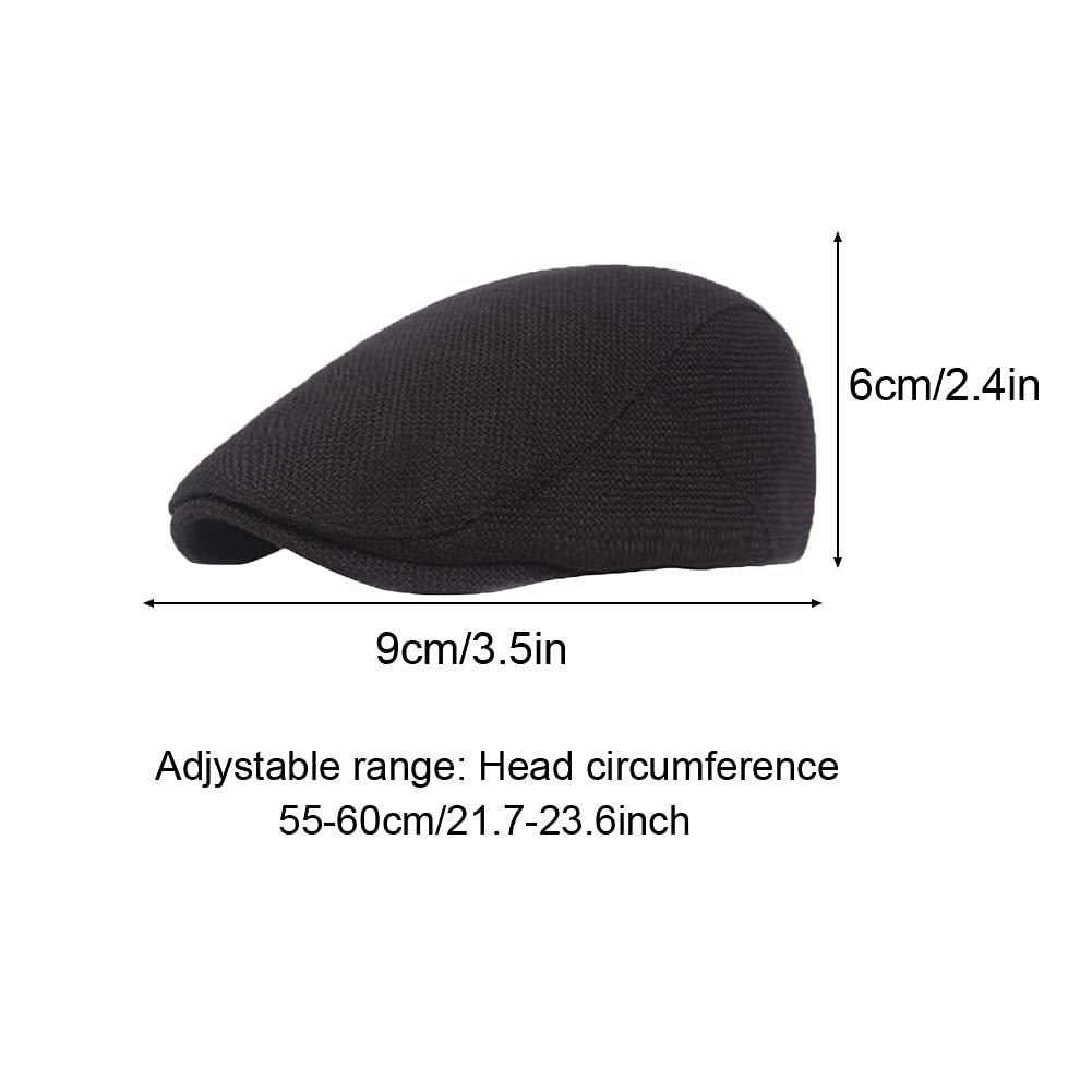 Gorra plana, sombrero de periódico, sombrero de lino vintage con pico, sombrero de periódico ajustable para viajes al aire libre, gorra de lino para hombre y mujer