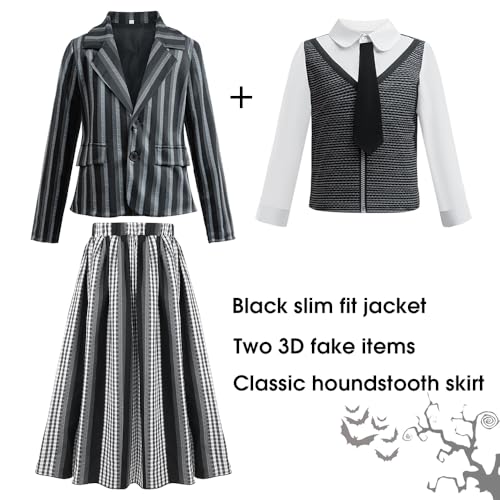Disfraz de anime niña 3 piezas blazer camisa falda miniatura 3