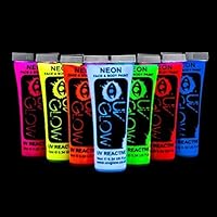 UV Glow Neon Face and Body Paint 10ml - Set of 7 Tubes - Fluorescent - Brightest glow under UV