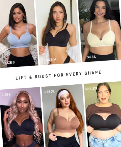 Image of FeelinGirl Wireless Supportive Bra for Women, Seamless Comfort Bralettes No Underwire Full Coverage Everyday Bras