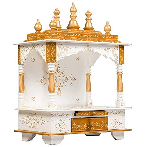 Kamdhenu Art and Craft Wood Home Temple (Brown, Gold and White, 1...