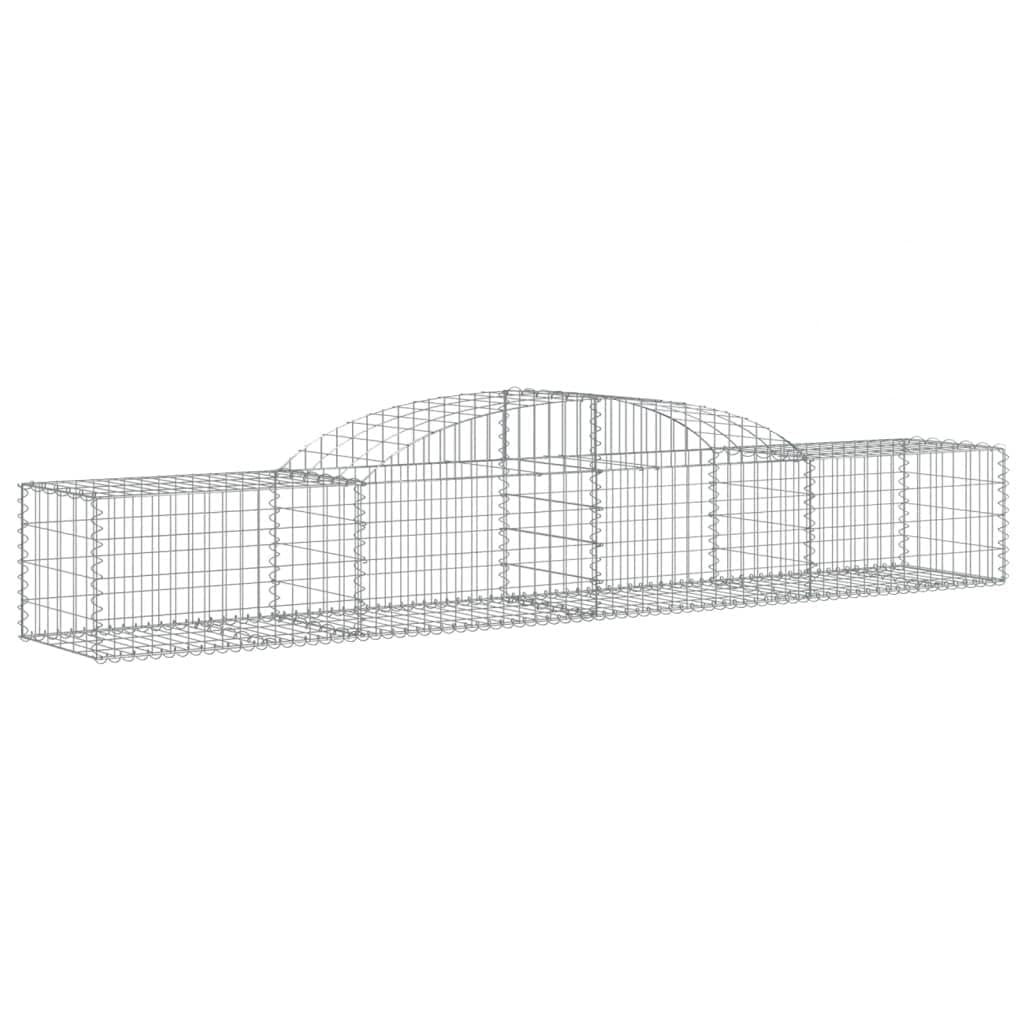 Gaviones con arco alto, 12 unidades, 300 x 50 x 40/60 cm, hierro galvanizado, para barreras de jardín y protección visual, como pared decorativa de gaviones insonorizada de alambre robusto