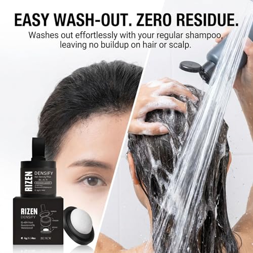 For Hair, Hairline Powder, Root Touch up Hair Color for Gray Coverage -Water & Sweat Resistant Hair Loss Concealer Set for Thinning Hair - 24-Hour Stain-Proof (Black)