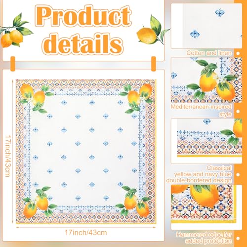 Set de 12 Servilletas de Tela con Estampado de Limón 17x17 pulg miniatura 2
