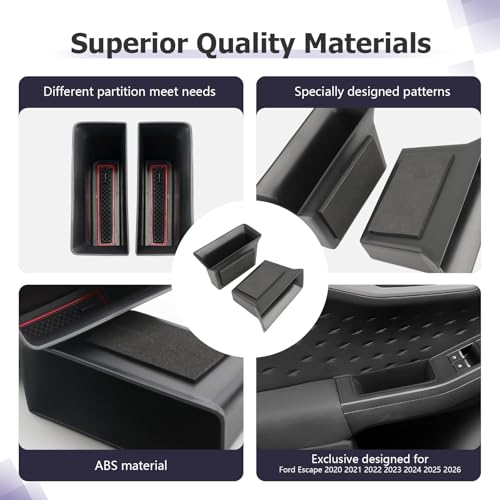 Image of LUWU 2026 Escape Accessories Door Tray Organizer Compatible with Escape Accessories 2020-2024 2025 2026 Door Side Storage Box Organizer Tray Insert Tray Phone Holder Coins Box ABS Material Red 2PCS