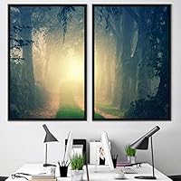 2 Piece Framed Canvas Wall Art Sunrise in The Trees Canvas Prints Home Artwork Decoration for Living Room,Bedroom - 16