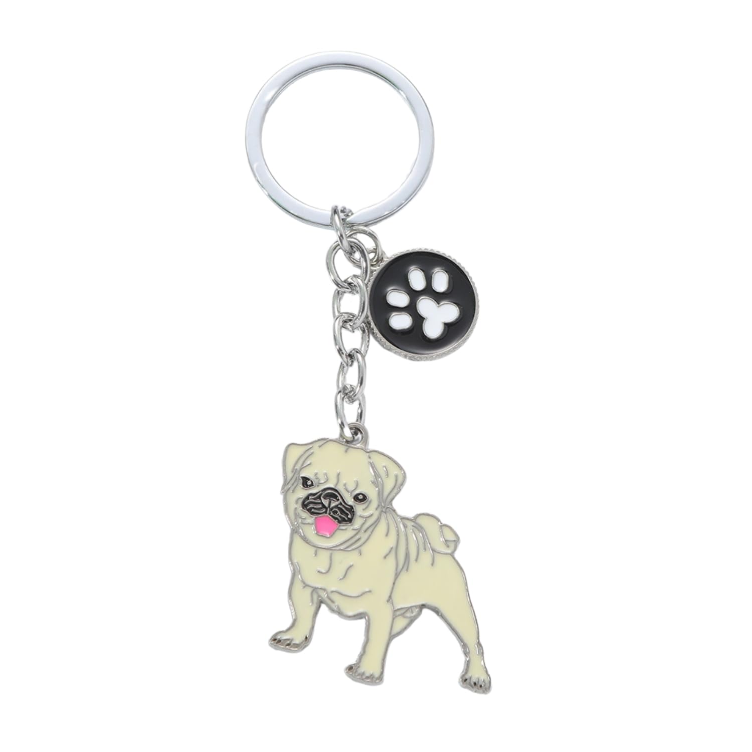 Bt Bear Unisex Pug Dog Key-Ring Keychain,Do Id Tag Cute Metal Dog Keychain Keyring Keyfob Bag Charm（Pug）