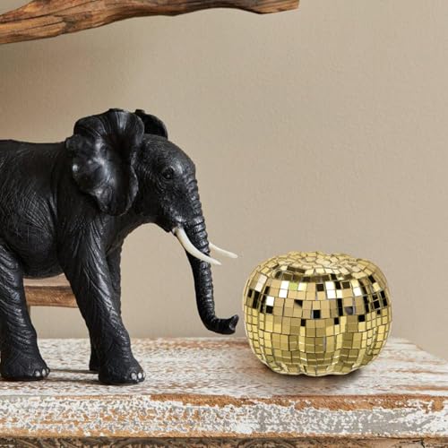 VICASKY Halloween Pumpkin Decor, Disco Ball Pumpkin Artificial Golden Pumpkins Faux Decorative Foam Pumpkins Fall Halloween Thanksgiving Tabletop Centerpiece 10cm