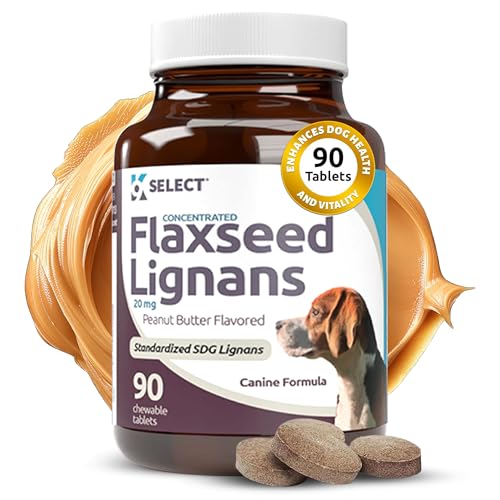 K9 Select Concentrated Flaxseed Lignans for Dogs 20mg 90 Tablets Peanut Butter Flavored Chewable Impove Coat