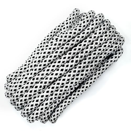 Heavy Duty Polyester Double Braided Rope Arborist Rigging Tree Work Halyard Sailing 2200lbs High Strength Support for Camping Hiking & Utility Use (White/Black - Without Loop 1/2in X 35FT)