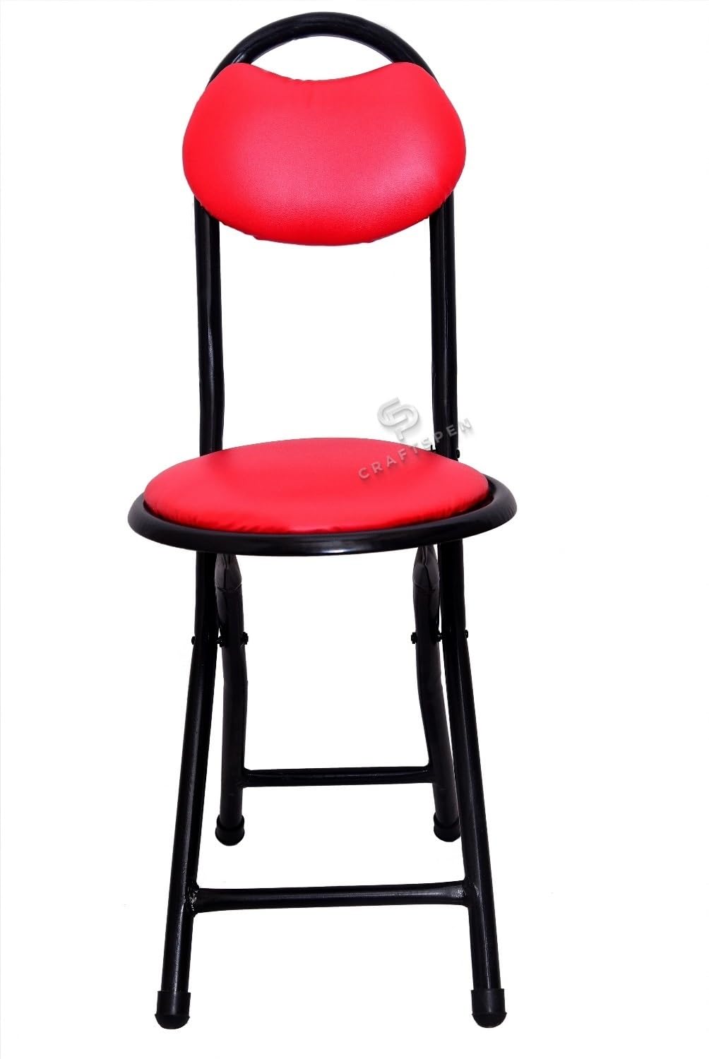 Multifunctional 18-Inch Folding Chair, Easy to Carry & Store for Home Namaz and Outdoor Use (Metal) Black (1pc) (Red)