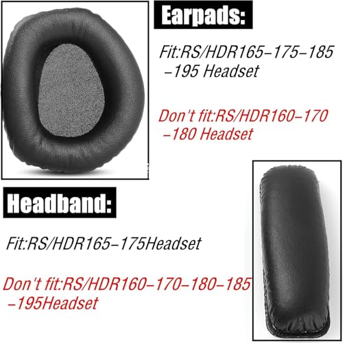 Repuestos almohadillas para auriculares Sennheiser HDR165/RS165, HDR175/RS175, HDR185/RS185, HDR195/RS195, almohadillas de cuero proteína más suave, espuma con memoria - Negro miniatura 2