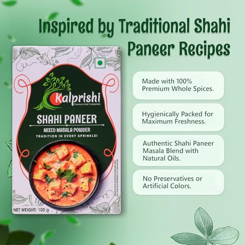 Image of Kalprishi Shahi Paneer Masala Powder 100g | Paneer Butter Masala & Curry Gravy Masala | Authentic Indian Spice Mix for Restaurant Style Paneer | Pure Natural Blend, No Preservatives