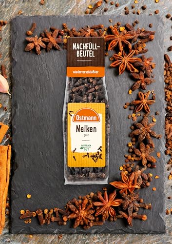 Ostmann Gewürze - Nelken ganz | Zum Würzen von Marinaden, Saucen und Glühwein | Zum Nachfüllen der Streudose | Wiederverschließbare Verpackung | 35 g im Beutel