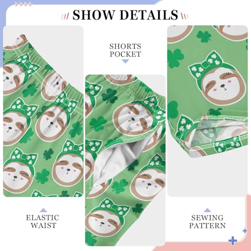 ZZXXB Sloth Shamrock Boys Long Pants Soft Trousers Elastic Waist Kids Lounge Bottoms with Pockets S-XL4