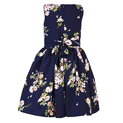 Image of Girls Skater Printed Poly Crepe Dress | Round Neck Sleeveless Mini /Midi Knee Length Casual Dress