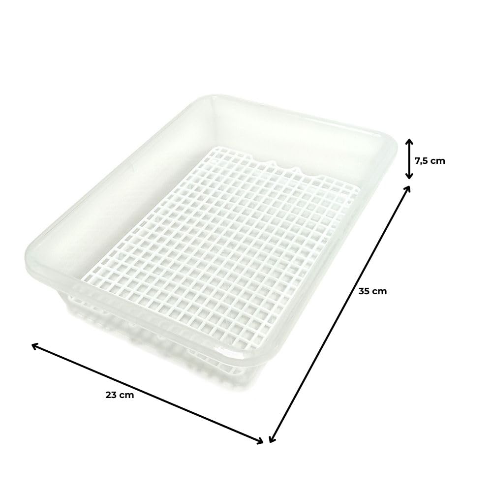 Pack 12 Bandejas Descongelar Alimentos 4,2L Tapa Verde y Rejilla Antigoteo | 36 x 24 x 8,5cm. Sin BPA. Recipiente para descongelación más higiénica. Ideal cocinas, restaurantes, hostelería y cátering