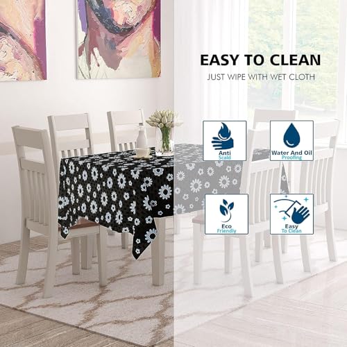 Image of Dakshya Industries PVC Waterproof Withoutlace Dining Table Cover (Size - 54X78 Inch) Rectangle 6 Seater Heat Rasistant Table Cloth (T22)