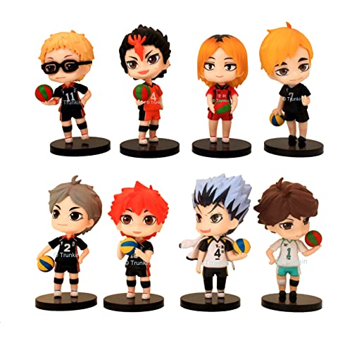 Image of Trunkin Haikyuu Volleyball Action Figure Set C 8 Pcs 9 cms Set Rubber Figure Set Anime Bokuto Oikawa Kenma Hinata Shoyo Tobio Koushi Model Toy Boy Gift Collectible Figurines,Multicolor
