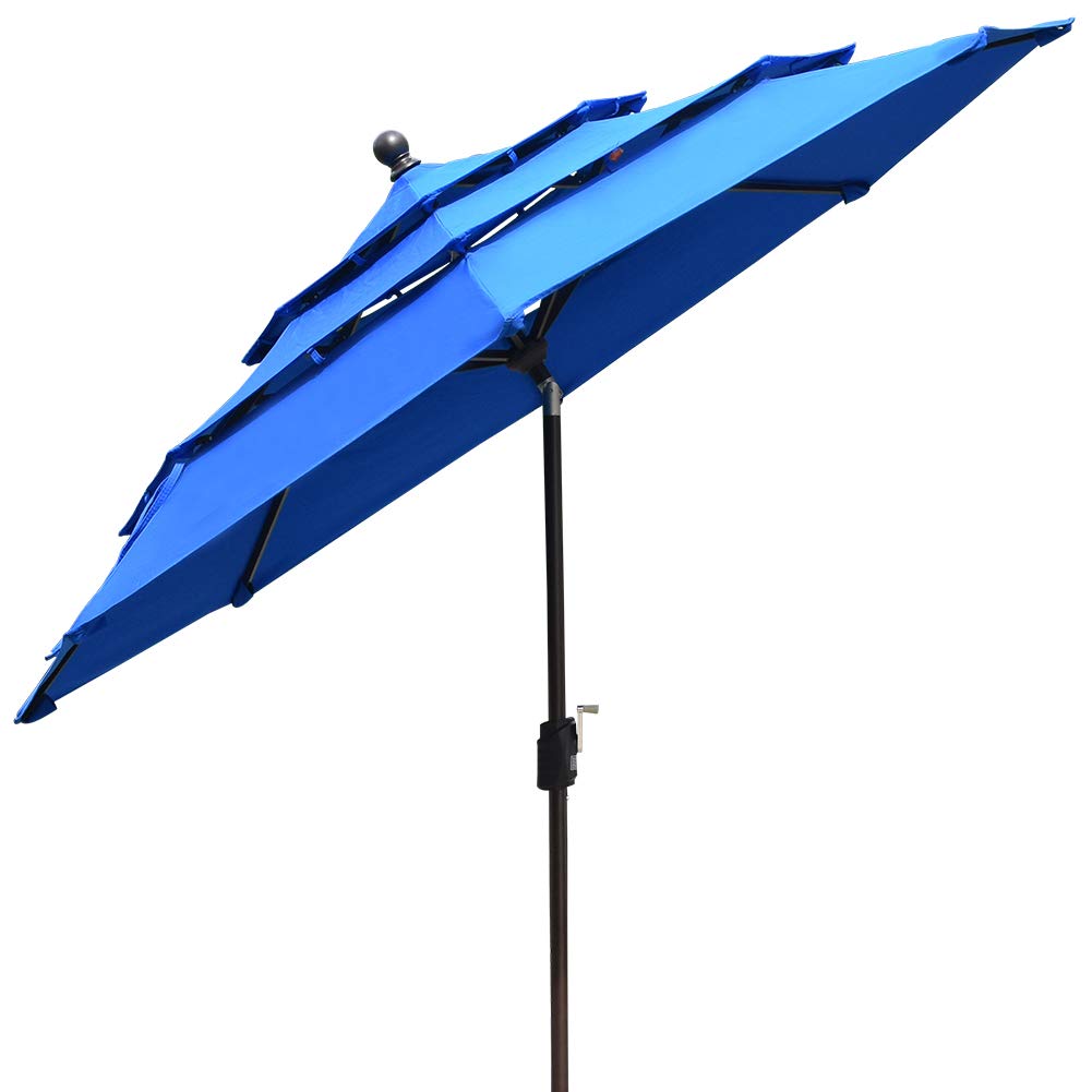 Amazon Com Eliteshade Sunbrella 9ft 3 Tiers Market Umbrella Patio Outdoor Table Umbrella With Ventilation And 5 Years Non Fading Top Royal Blue Garden Outdoor